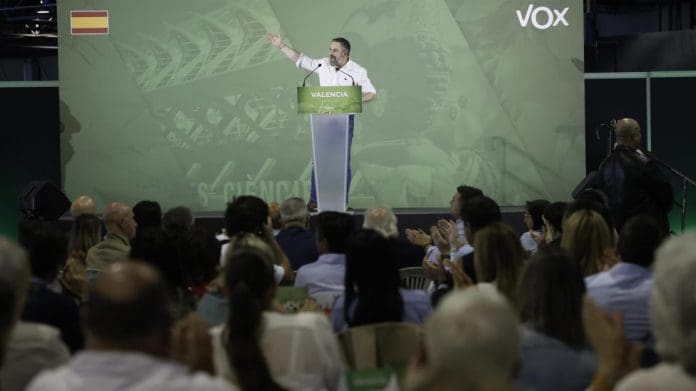 Santiago Abascal, en su acto en Feria Valencia. / EP